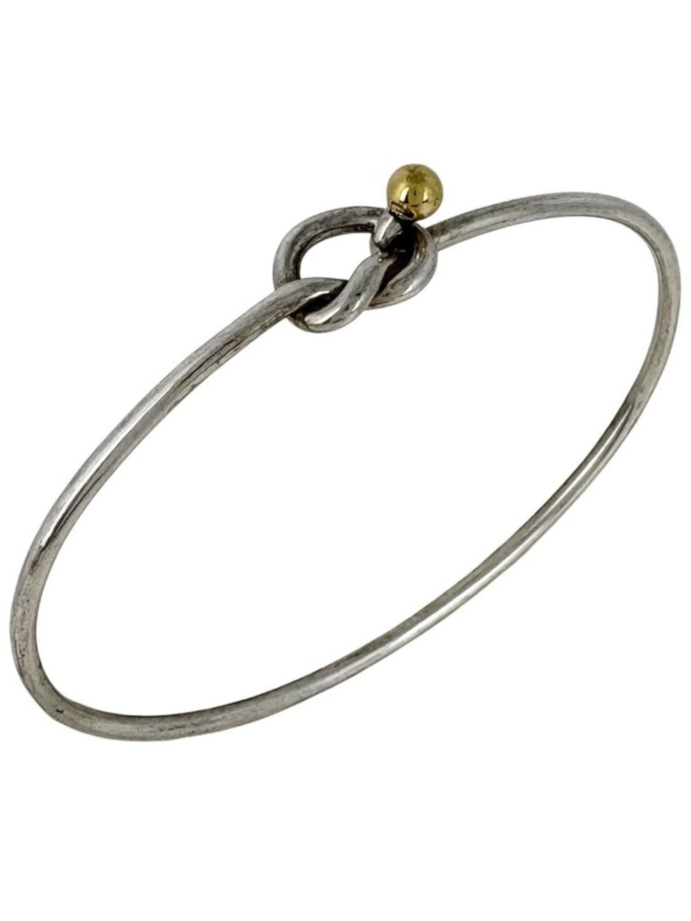 Tiffany & Co Hook Eye Bangle Bracelet 925 Sterling Silver 750 Gold